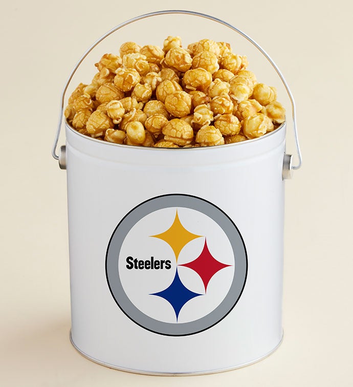 1 Gallon Pittsburgh Steelers   Caramel Popcorn Tin